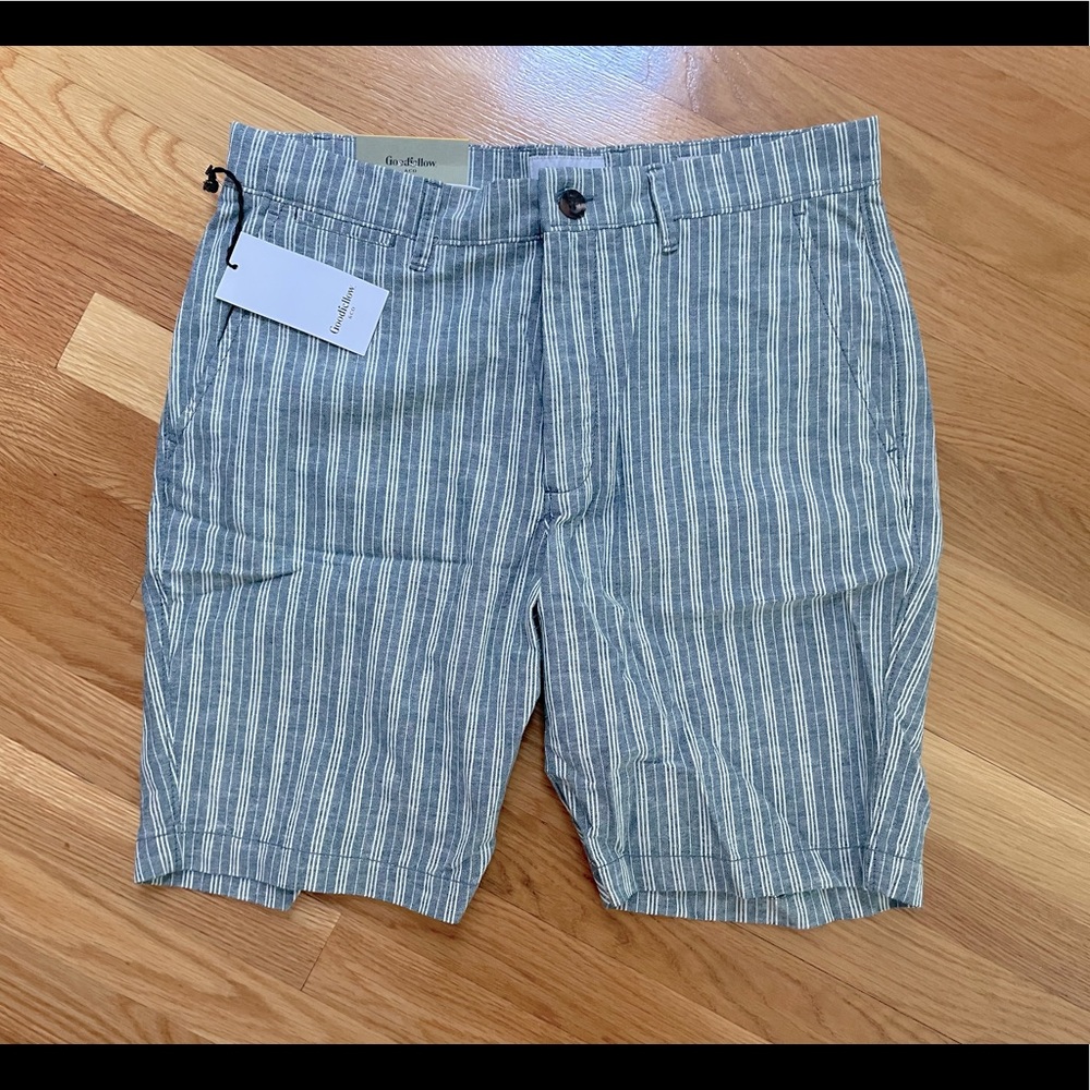 Men’s linen chambray striped shorts